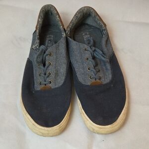Crevo Men's Tiller Sneaker Dark Blue /lighter  lace up Canvas Sneakers size 10.5